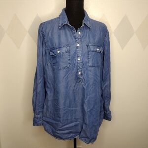 A New Day lyocell partial button front long sleeve shirt